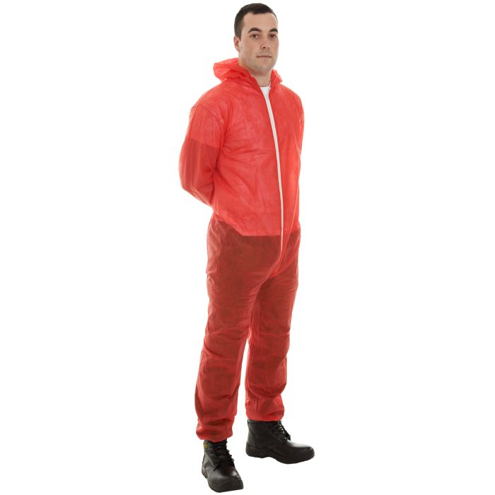Disposable Polypropylene Coverall, Red - Size Small