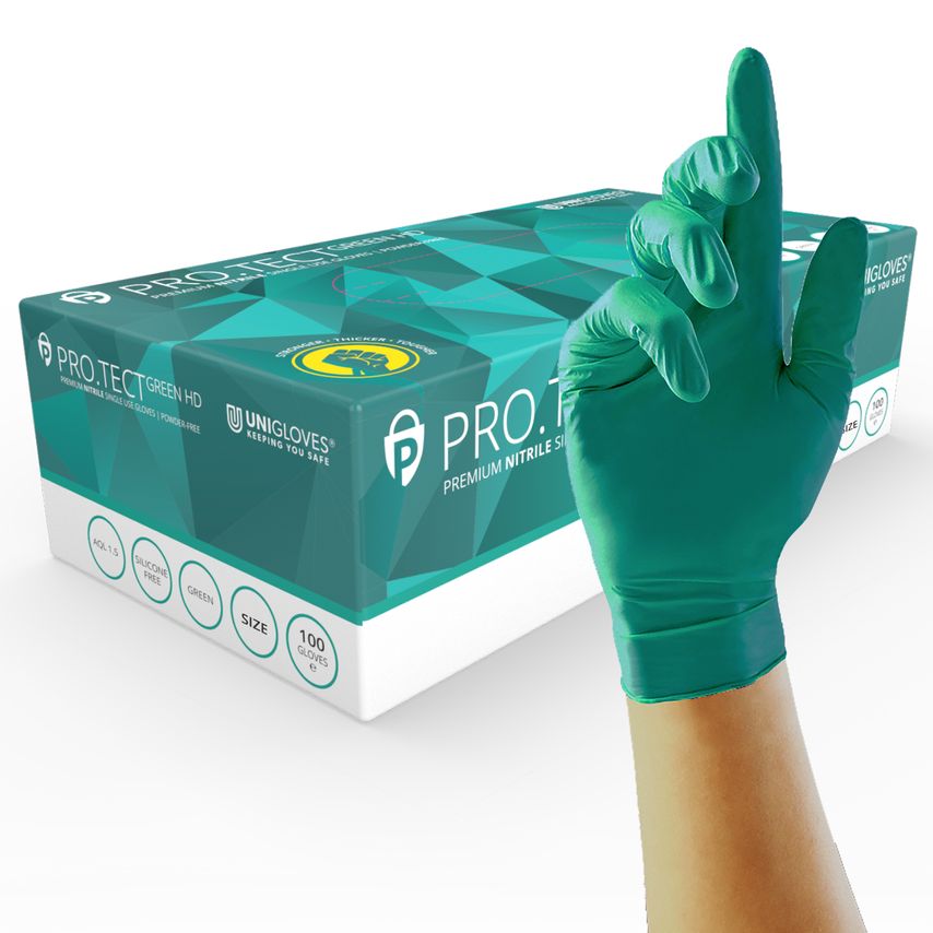 Heavy Duty Green Nitrile Gloves - Small