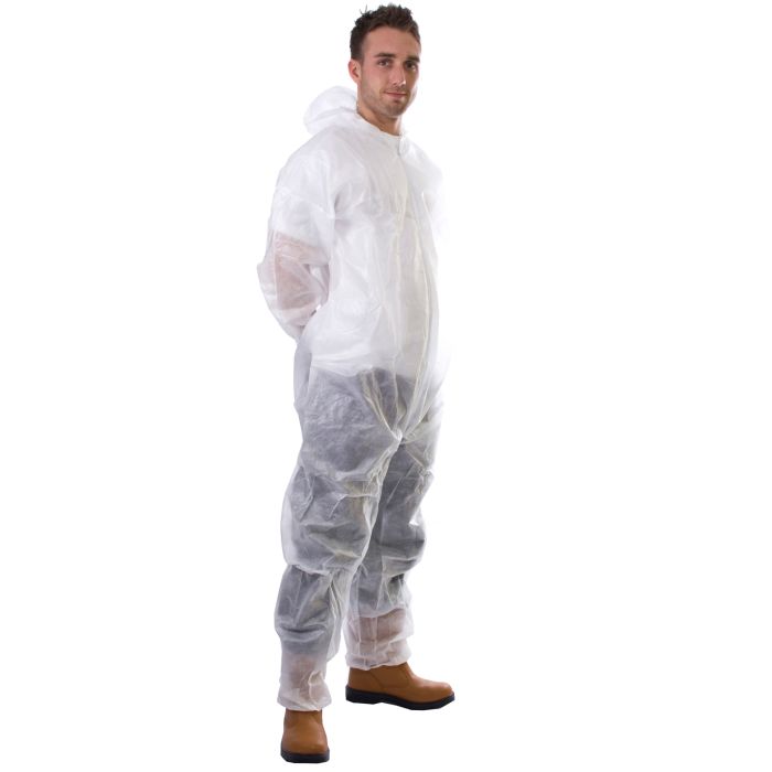 Disposable Polypropylene Coverall, White - Size Small